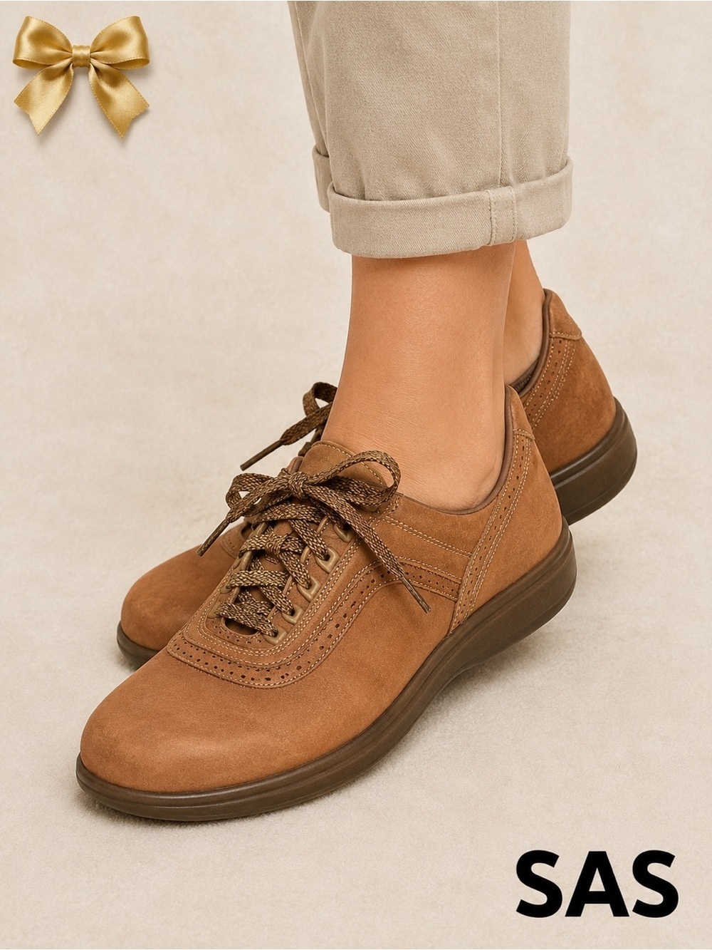 SAS Oxfords Tan Suede Nubuck Tripad Comfort Lace Up Shoes Details Sz 7.5